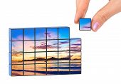 stock photo of puzzle  - Hand and seascape  - JPG 