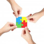 image of puzzle  - Solving a puzzle with teamwork - JPG 