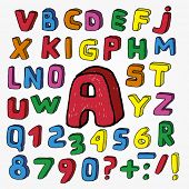 image of zero  - Hand Drawn Childish Alphabet - JPG 
