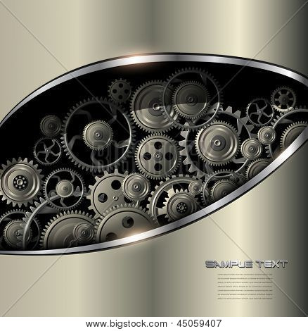 Picture or Photo of Technology background gold metallic with vector gears.