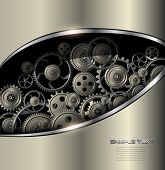 pic of future  - Technology background gold metallic with vector gears - JPG 