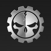 foto of skull  - Vector illustration of metal skull over gray background - JPG 