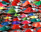 picture of food  - Colorful tika powders on indian market - JPG 