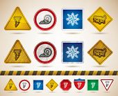 foto of pressure  - Weather Icons Set, pictured here from left to right:  
Tornado, Wind, Compass Rose, High-Pressure area. - JPG 