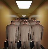 image of pressure  - Business men are walking down a hallway to do office work - JPG 