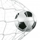 foto of cgi  - 3d rendering of a soccer ball in a net - JPG 