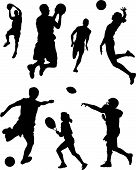 stock photo of sports  - Vector Illustration silhouettes of active men and women playing in and competing in sports  - JPG 