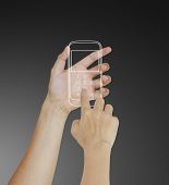 stock photo of technology  - Mobile phone With hand - JPG 