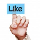 foto of network  - hand pressing Social Network icon - JPG 