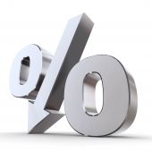 stock photo of percentage  - shiny metal percentage symbol with an arrow down - JPG 