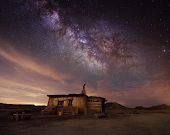 foto of hut  - Shepherd hut at desert night near Pamplona Spain - JPG 