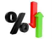 picture of interest  - A 3d Rendered Illustration showing a Rise and Fall in Interest with symbol percent - JPG 