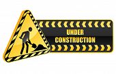 stock photo of construction  - Under construction icon and warning sign in glossy style - JPG 