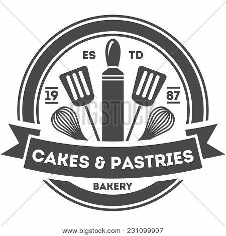 Bakery Shop Vintage Isolated Label Vector Bread And Cake House