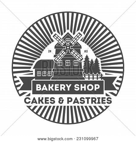 Bakery Shop Vintage Isolated Label Vector Bread And Cake House