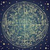 stock photo of science  - Vintage zodiac constellation of northern stars - JPG 