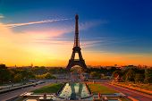 image of france  - sunrise in paris with the eiffel tower - JPG 