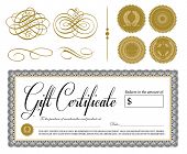 image of gift  - Vector Ornate Vintage Certificate and Ornaments - JPG 