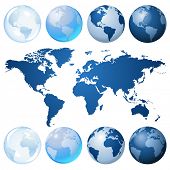 picture of globe  - Blue globe kit and map - JPG 