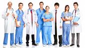 stock photo of medical doctors  - Smiling medical people with stethoscopes - JPG 