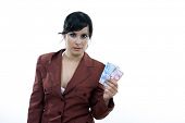 image of money  - businesswoman with money - JPG 