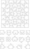 stock photo of puzzle  - jigsaw puzzle 49 pieces and individual puzzle pieces 14 pieces - JPG 