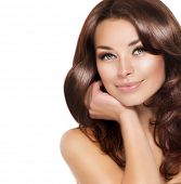 foto of beauty  - Beautiful Brunette Woman Portrait with healthy Hair - JPG 