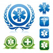 stock photo of health  - medical icons on various glossy button - JPG 
