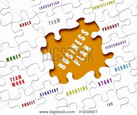 Picture or Photo of Puzzle pieces with business terms written on them