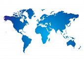 pic of world  - Blue and white Illustrated world map with white background - JPG 