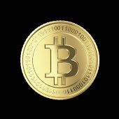stock photo of currency  - Golden Bitcoin coin  - JPG 