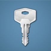 picture of security  - Steel key on blue background - JPG 