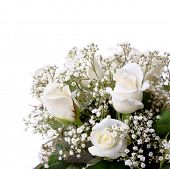 picture of blue sky  - white roses bouquet - JPG 
