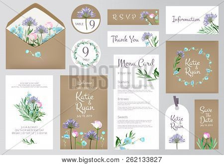 Poster: Floral Invitation Cards Beautiful Wedding