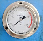 stock photo of pressure  - Static Vibration proof pressure gauge closeup image - JPG 