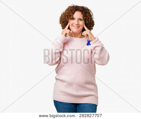 Poster: Middle ager senior woman wearing