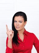 image of business people  - Beautiful business woman wearing red shirt on white - JPG 