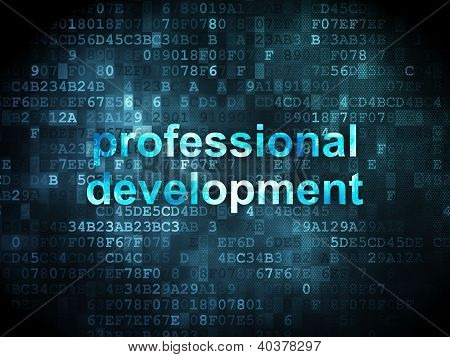 Picture or Photo of Education concept: pixelated words professional development on digital background, 3d render