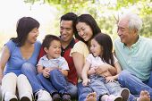 picture of family  - Three generation Families in a park - JPG 