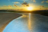 stock photo of sunset  - Sunset over Irish coast in Lahinch - JPG 