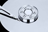 stock photo of disk  - Detailed view of the inside of a hard disk drive  - JPG 