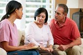 picture of home  - Nurse Making Notes During Home Visit With Senior Couple - JPG 