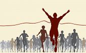 image of illustration  - Editable vector illustration of a man winning a race - JPG 