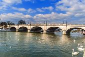 pic of bridge  - Arched Bridge in Kingston UK which Crosses the Thames River - JPG 