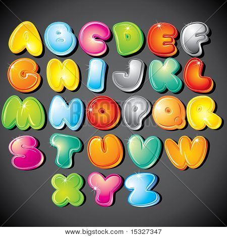 Picture or Photo of Joyful Cartoon font - letter from A to Z, vector clip art