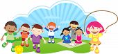 pic of play  - Boys and Girls playing together in the park - JPG 