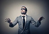 foto of businessmen  - blindfolded businessman - JPG 