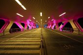 stock photo of bridge  - Highway bridge at night - JPG 