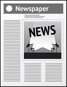 image of newspaper  - Vector grey newspaper icon with news image - JPG 