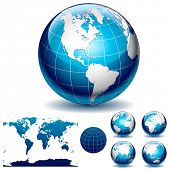 stock photo of globe  - Globe and detail map of the world - JPG 